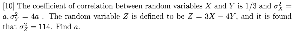 Solved The coefficient of correlation between random | Chegg.com