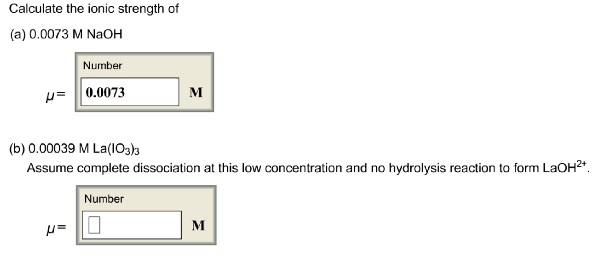 Solved Calculate the ionic strength of 0.0073 M NaOH