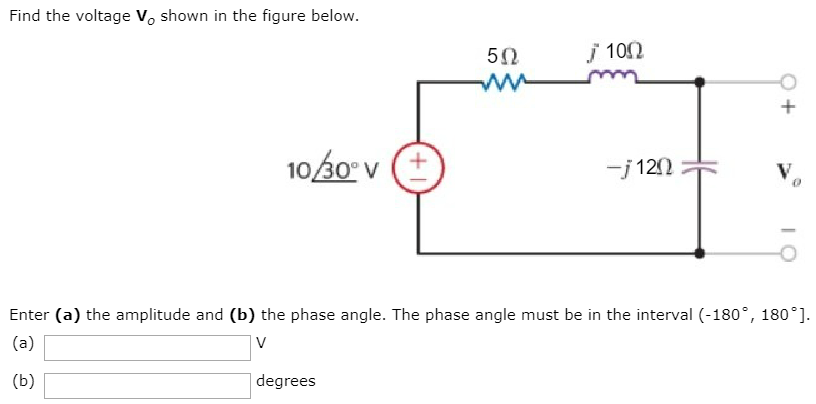 Solved Find the voltage Vo shown in the figure below. 10B0 V | Chegg.com