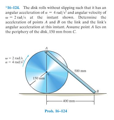 Solved The disk rolls without slipping such that it has an | Chegg.com