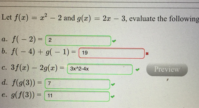 Solved Let F(x) = X^2 - 2 And G(x) = 2x - 3, Evaluate The | Chegg.com