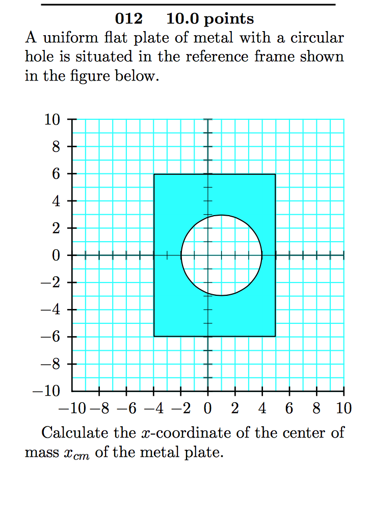 Solved A uniform flat plate of metal with a circular hole is | Chegg.com