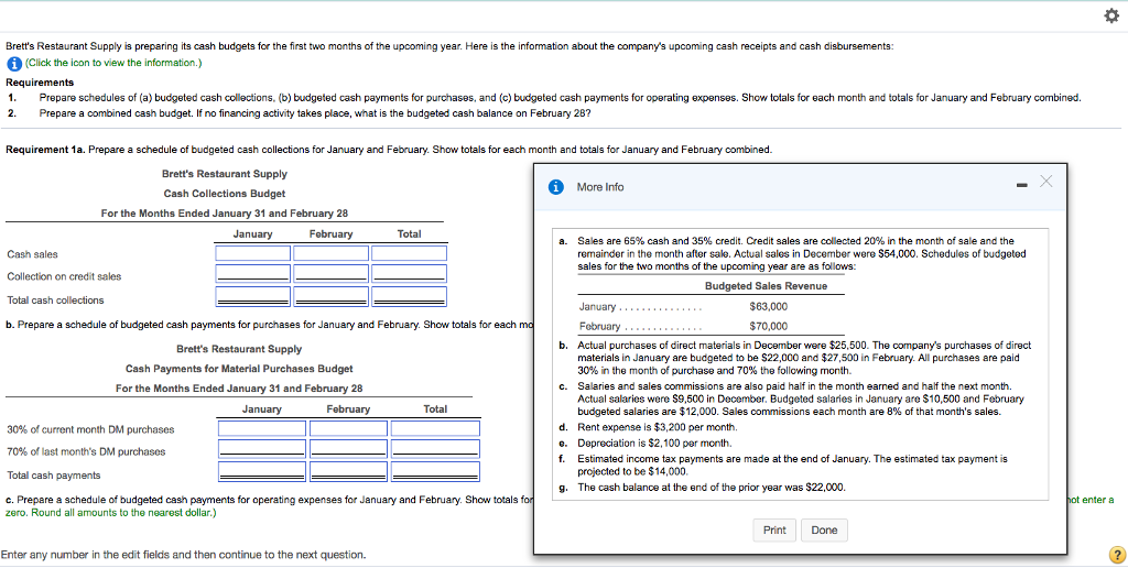 Solved Brett's Restaurant Supply is preparing its cash