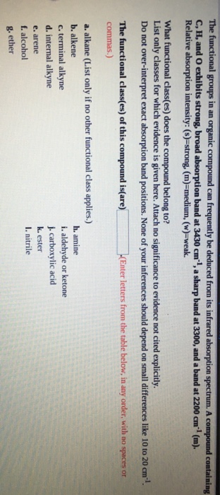 Solved The functional groups in an organic compound can | Chegg.com