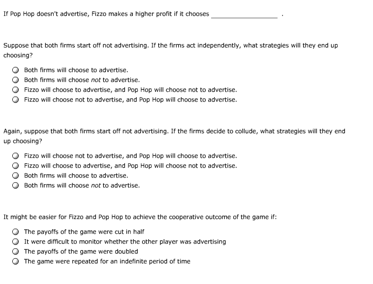 Solved Suppose that Fizzo and Pop Hop are the only two firms