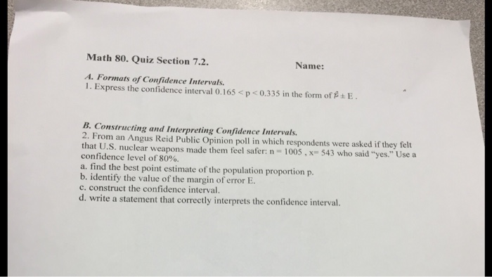 Solved Express the confidence interval 0.165