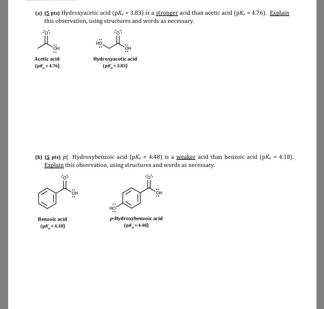 Solved (a) Hydroxyacetic acid (pKa = 3.83) is a stronger