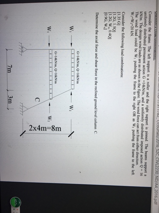 Solved Consider the frame. The left support is a roller and | Chegg.com