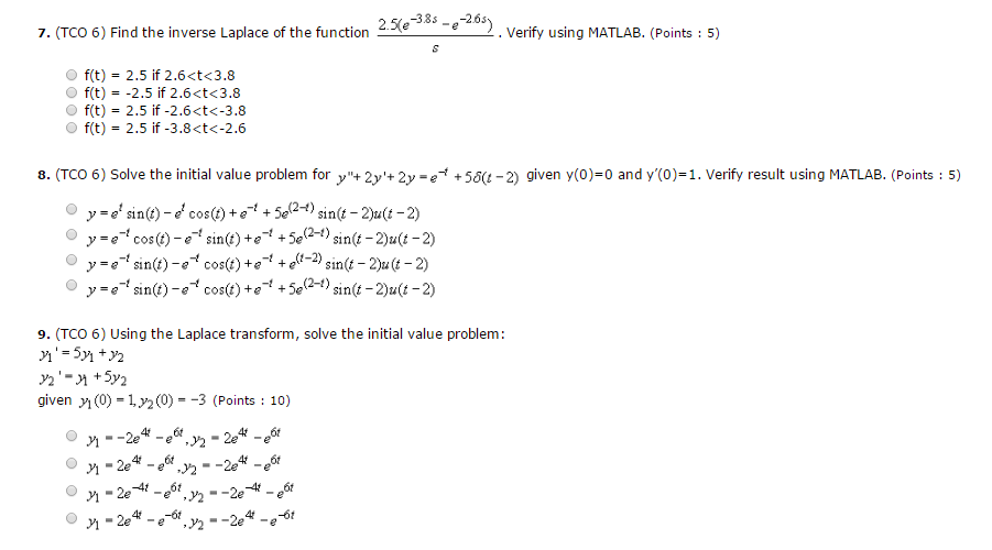 Solved Laplace Transform Method of Solving ODE - Homework | Chegg.com
