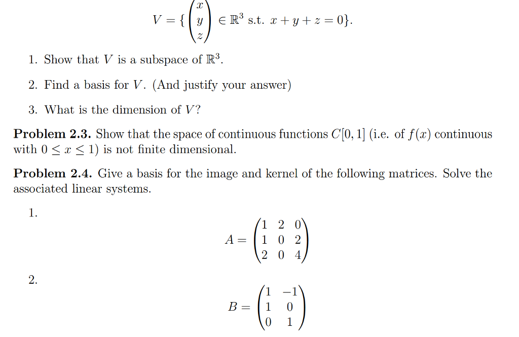 Solved 1. Show That V Is A Subspace Of R3 2. Find A Basis | Chegg.com