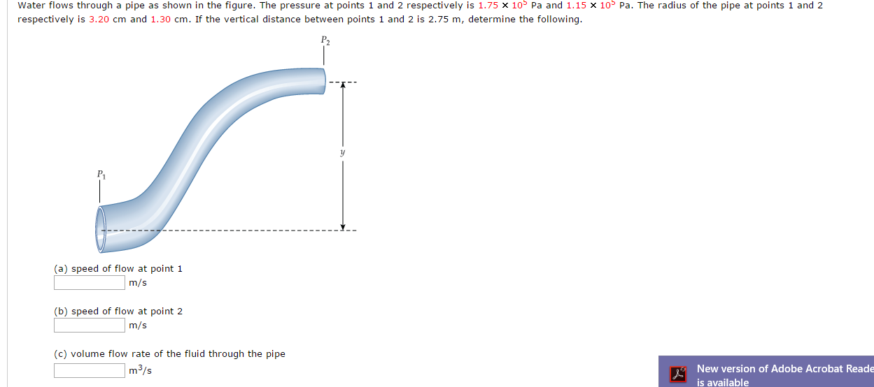 Solved Water flows through a pipe as shown in the figure. | Chegg.com