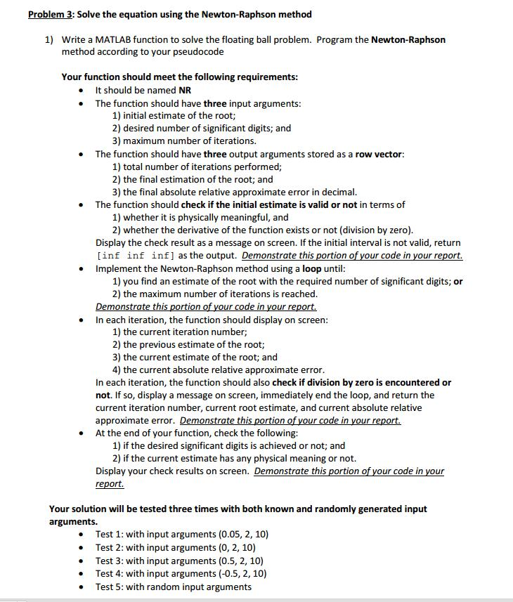 I just need the matlab code for problem 3 | Chegg.com