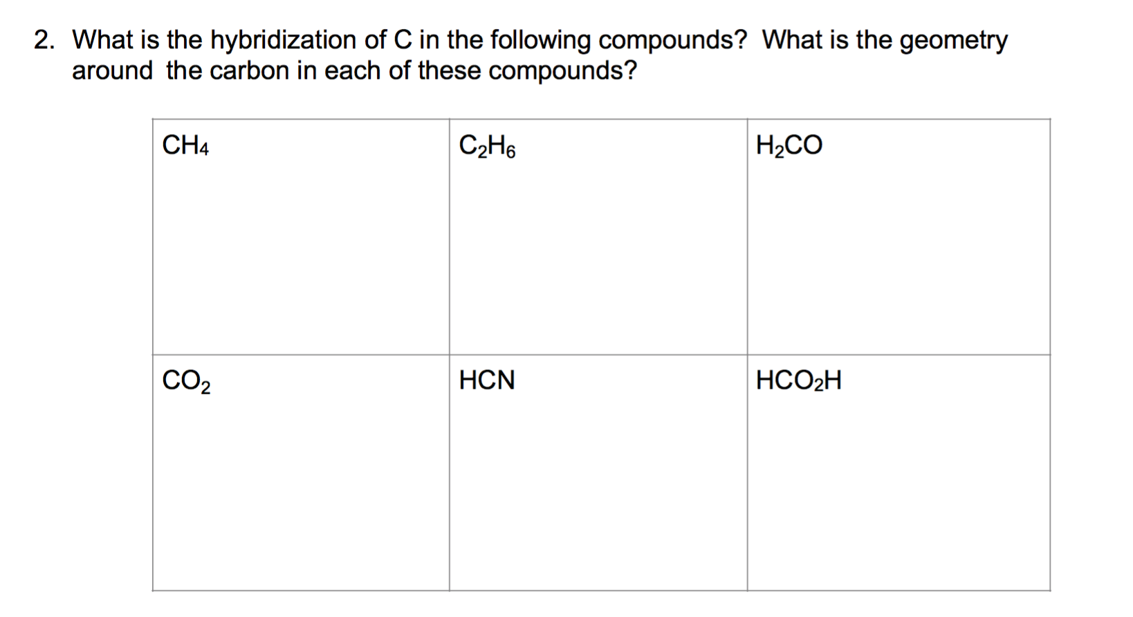 Solved What is the hybridization of C in the following | Chegg.com