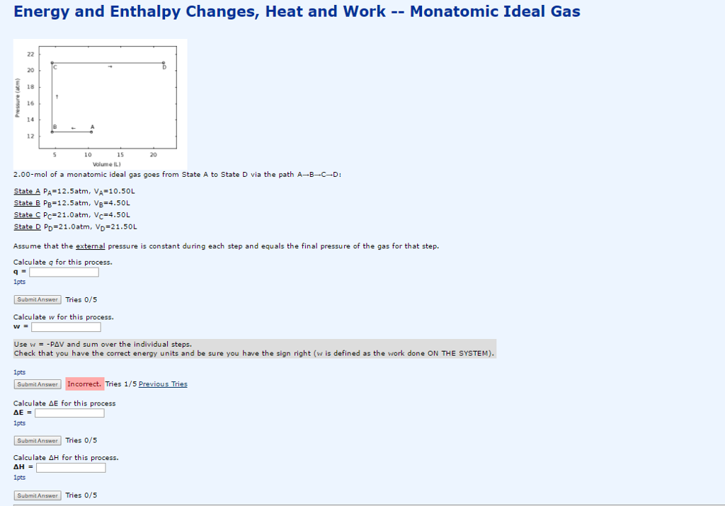 Solved 2.00mol of a monatomic ideal gas goes from State A