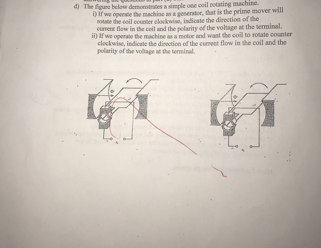 Solved d) The figure below demonstrates a simple one coil | Chegg.com
