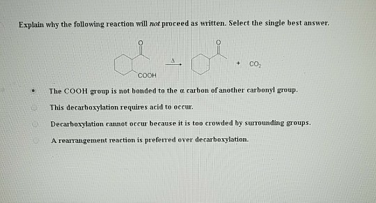 Solved Explain why the following reaction will not proceed | Chegg.com