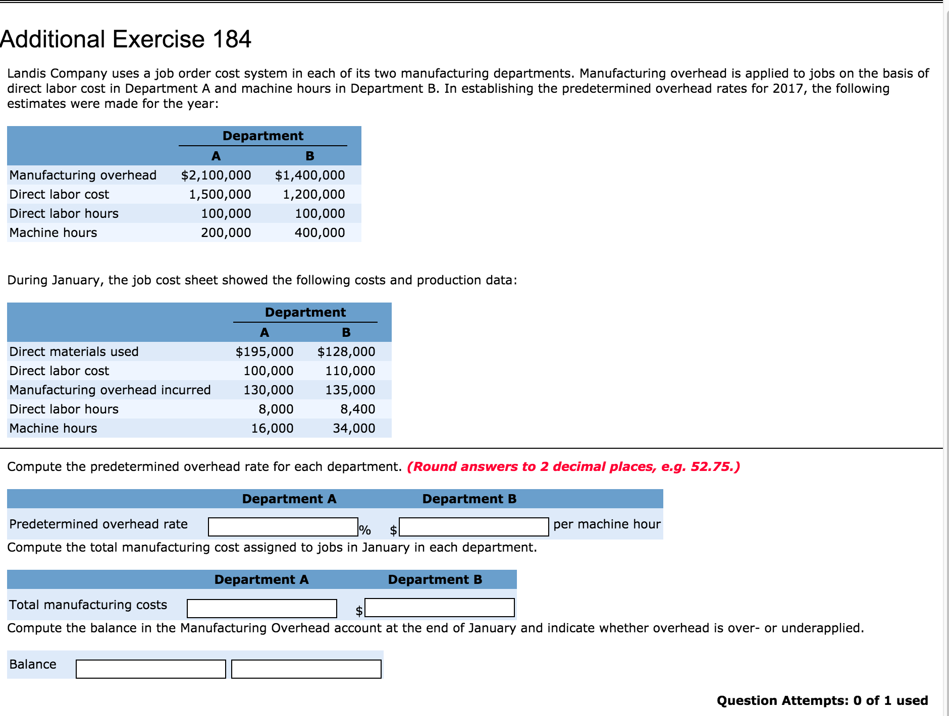 Solved: Landis Company Uses A Job Order Cost System In Eac... | Chegg.com