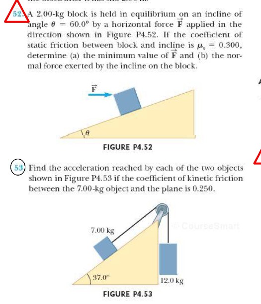 Solved 52 A 2.00-kg block is held in equilibrium on an | Chegg.com