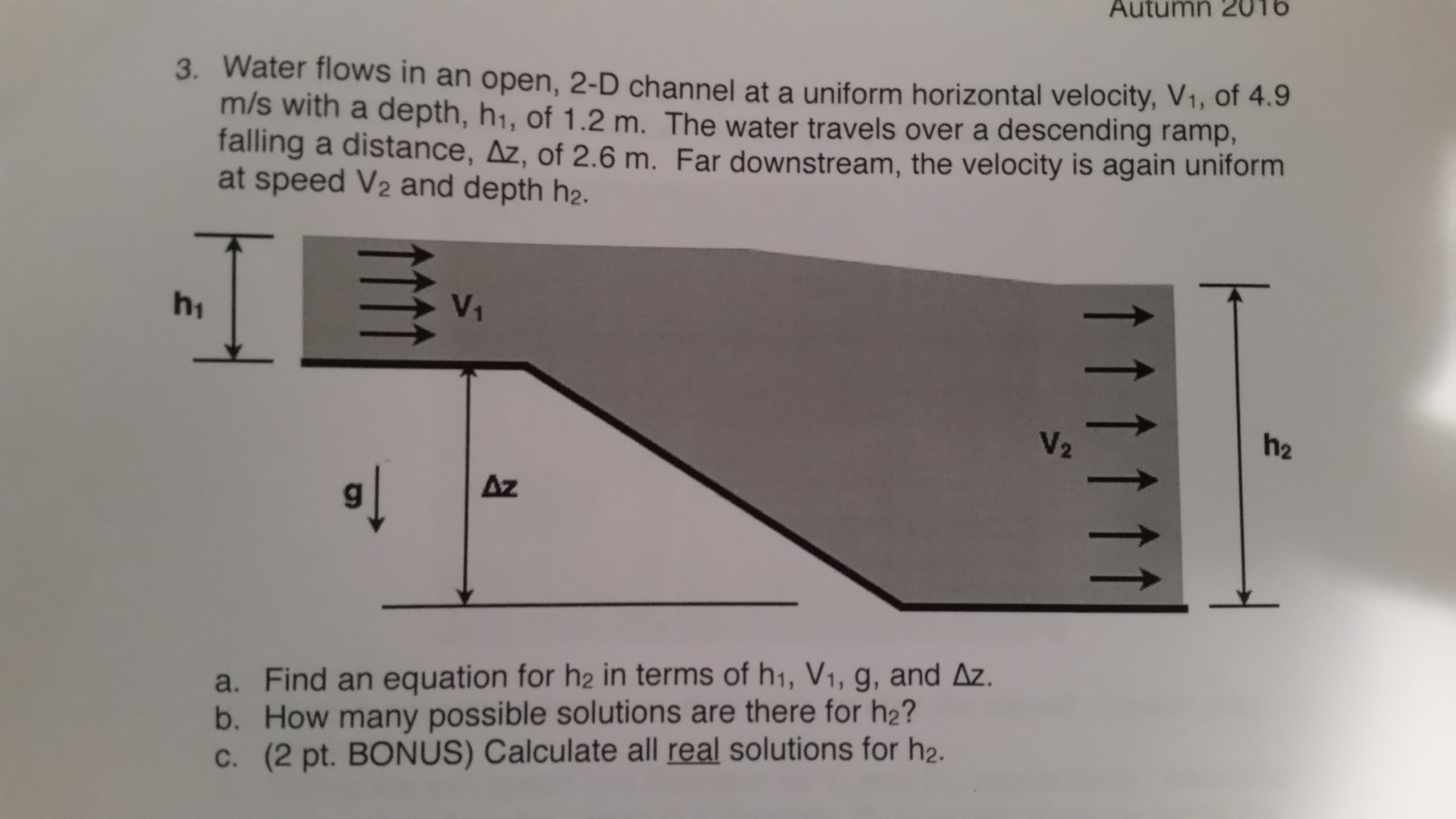 Solved Water flows in an open, 2-d channel at a uniform | Chegg.com