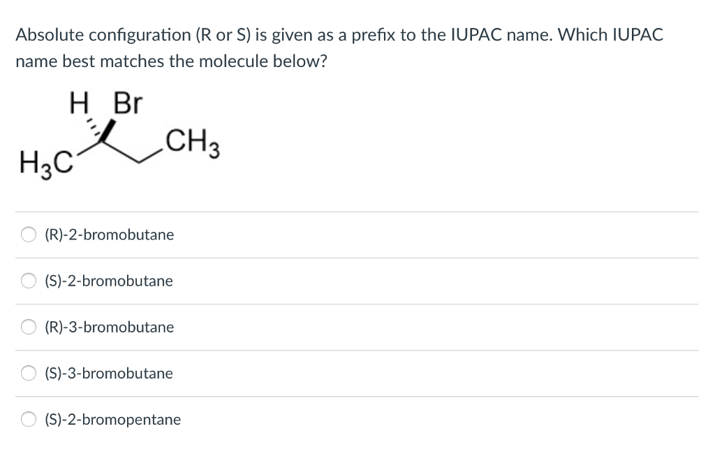 Solved Absolute Configuration (R Or S) Is Given As A Prefix | Chegg.com