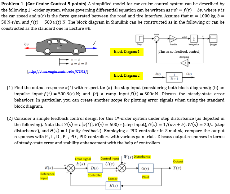 Problem 1. [Car Cruise Control5 points] A simplified