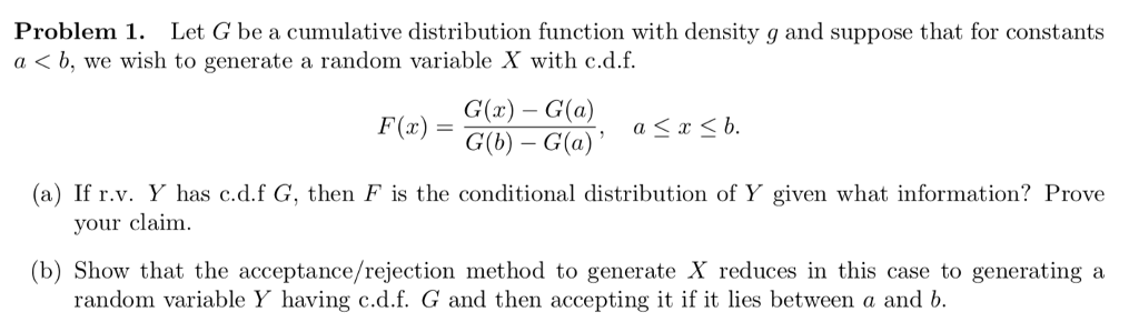 Problem 1. Let G be a cumulative distribution | Chegg.com