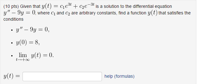 solved-10-pts-given-that-y-t-c1e-3t-c2e-3t-is-a-chegg