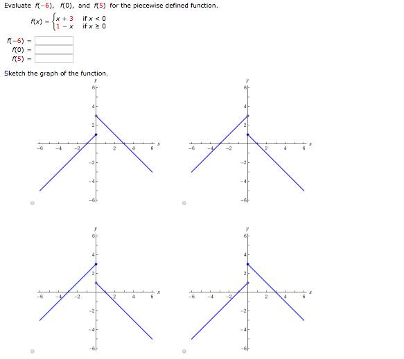 Solved Evaluate f(-6), f(0), and f(5) for the piecewise | Chegg.com