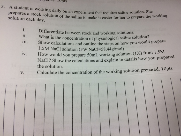 saline solution experiment