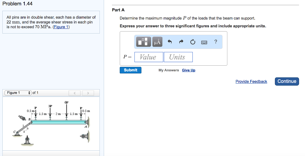 Solved Problem 1.44 All pins are in double shear, each has a | Chegg.com