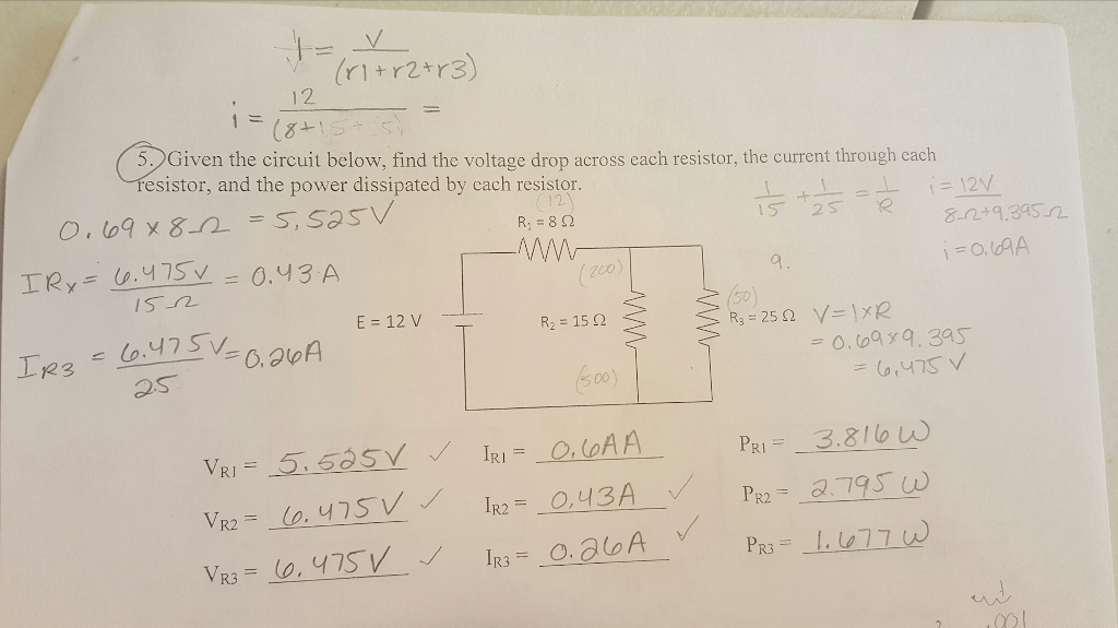 Solved Given the circuit below, find the voltage drop across