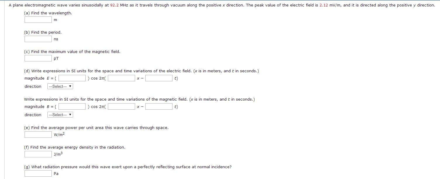 Solved A plane electromagnetic wave varies sinusoidally at | Chegg.com