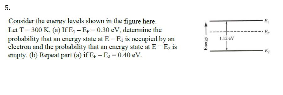 Solved 5. Consider the energy levels shown in the figure | Chegg.com