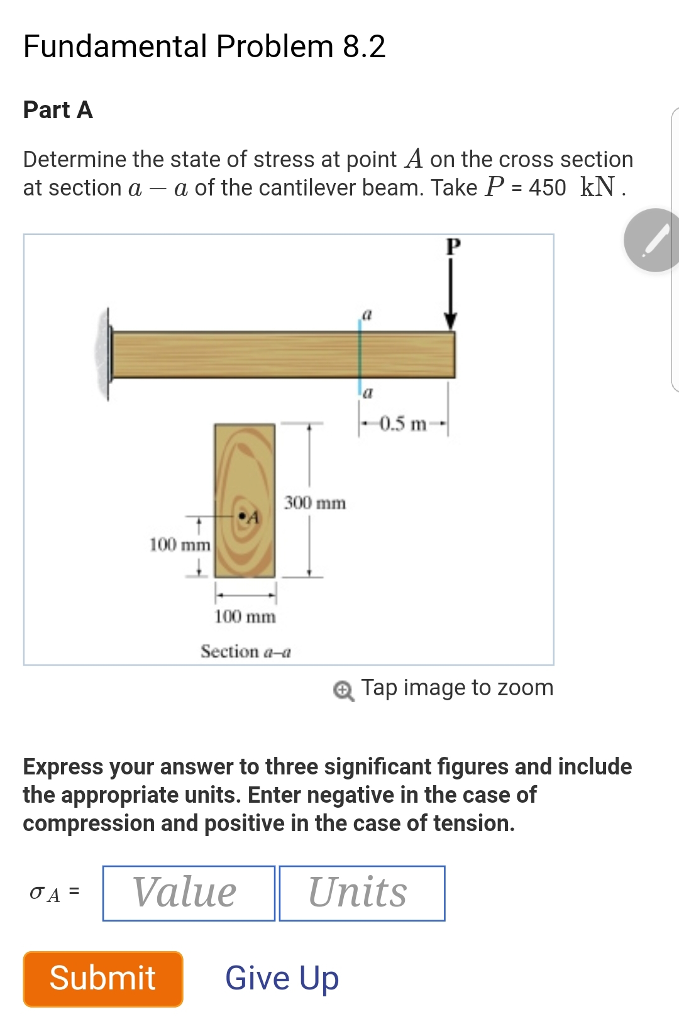 Solved Fundamental Problem 8.2 Part A Determine the state of | Chegg.com