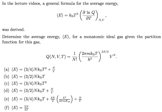 Solved In the lecture videos, a general formula for the | Chegg.com