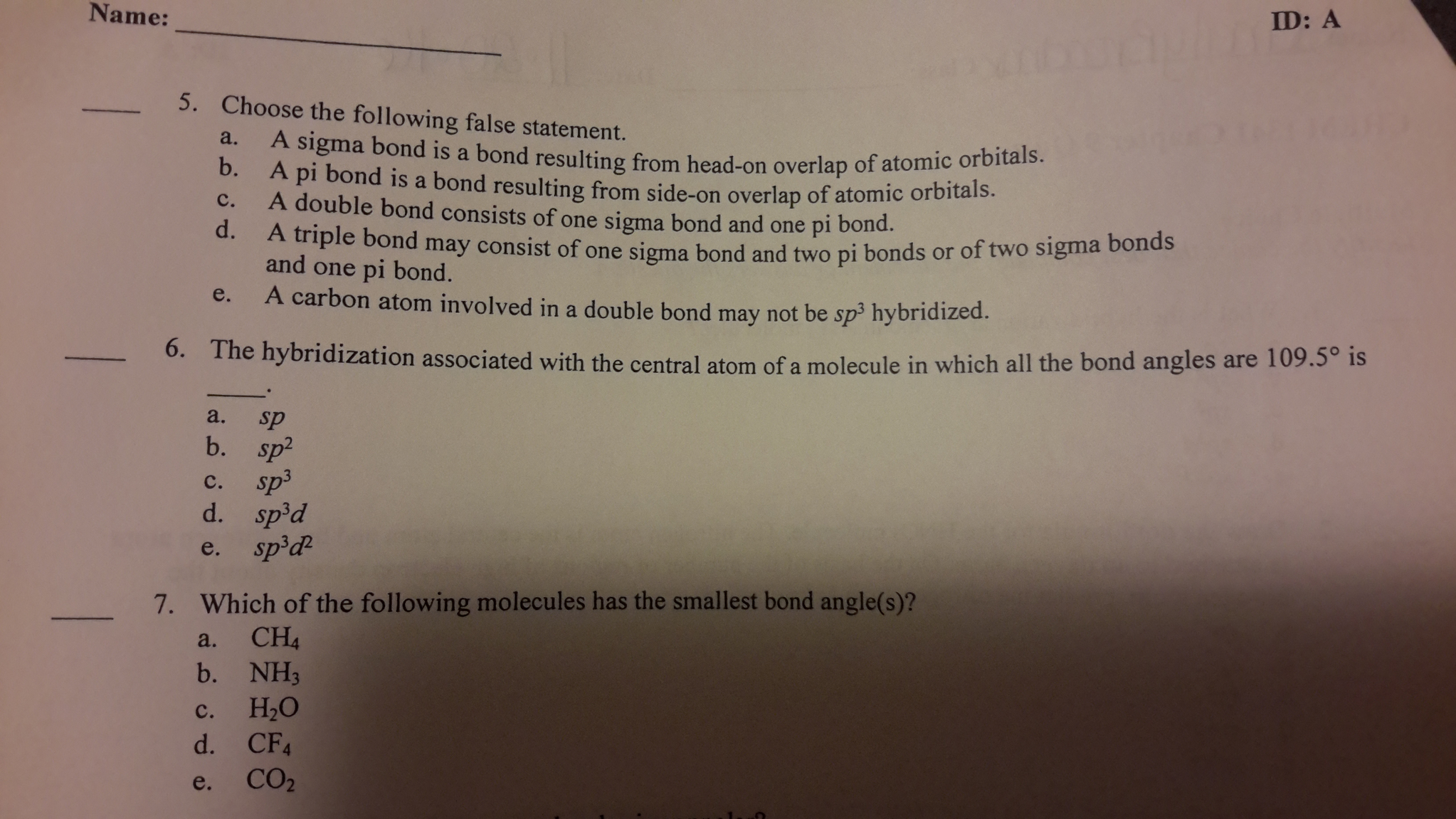 Solved Choose the following false statement. A sigma bond