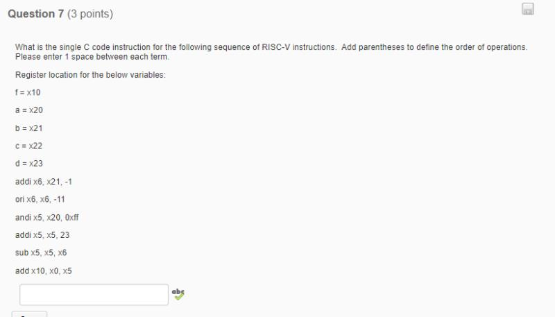Solved Question 7 (3 points) What is the single C code | Chegg.com