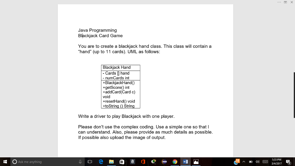 how to make a blackjack gui java