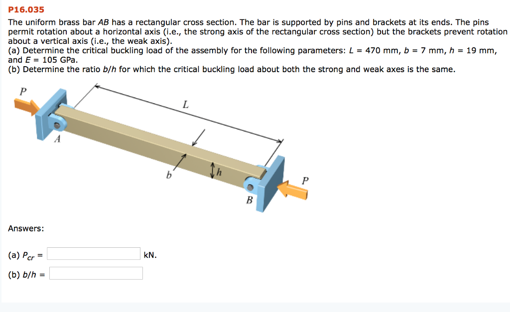 Solved The uniform brass bar AB has a rectangular cross | Chegg.com