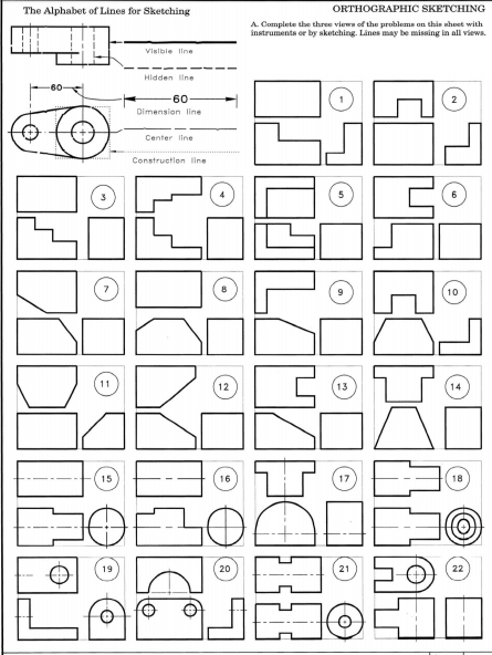 Solved The Alphabet of Lines for Sketching SKETCHING A. | Chegg.com