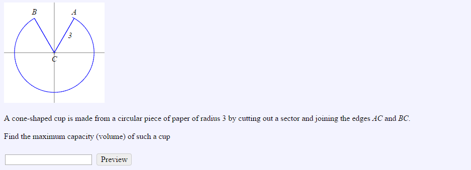 Solved A cone-shaped cup is made from a circular piece of | Chegg.com