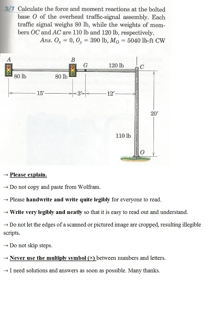 Solved Calculate the force and moment reactions at the