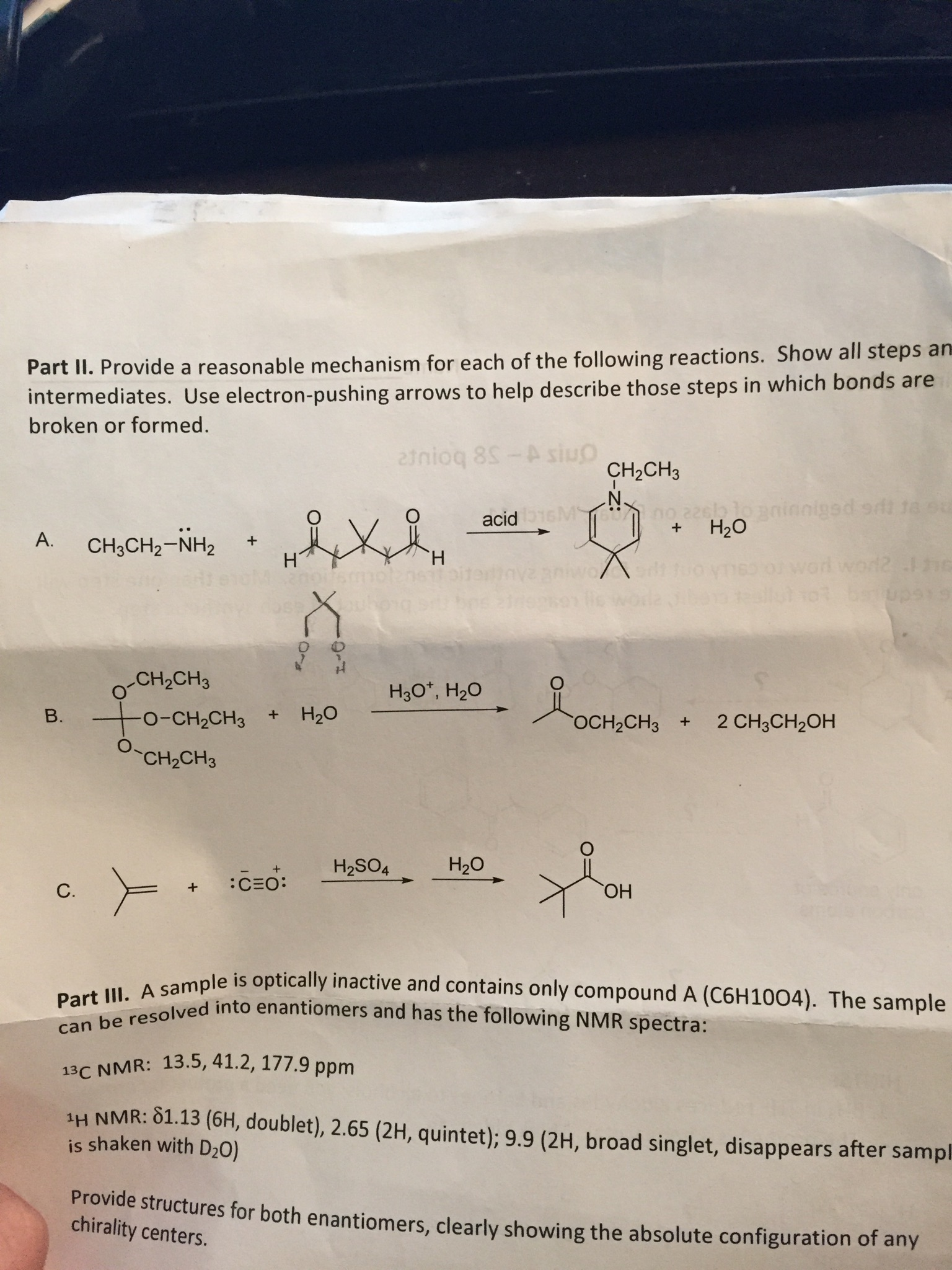 Solved Provide a reasonable mechanism for each of the | Chegg.com
