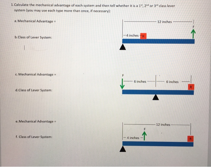 Solved Calculate the mechanical advantage of each system and