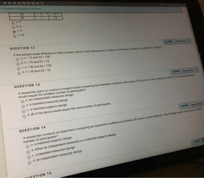 Solved d 20 QUESTION 12 the following sets of data is | Chegg.com