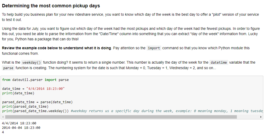 Determining the most common pickup days to help build chegg