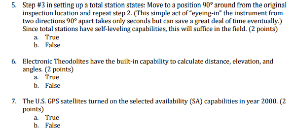 Solved 5. Step #3 in setting up a total station states: Move | Chegg.com