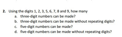 Solved Using The Digits 1, 2, 3, 5, 6, 7, 8 And 9, How Many | Chegg.com