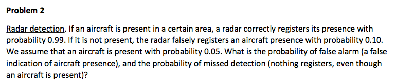 Solved Radar detection. If an aircraft is present in a | Chegg.com