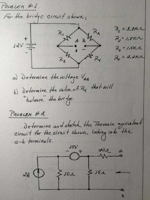 Solved Problem 1. For the bridge circuit shown, Determine | Chegg.com